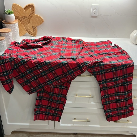 Old Navy Men's 4X Red Tartan Plaid Flannel Pajama Set NWT unisex Woman’s 4X - Picture 4 of 7